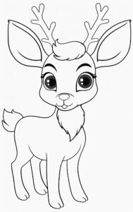 Desenho da rena de Natal para colorir