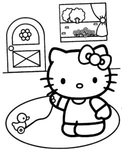Desenho da hello kitty brincando para imprimir