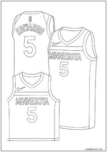 Página para colorir do uniforme de anthony edwards minnesota timberwolves
