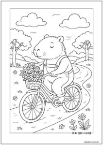 Capivara de bicicleta para colorir