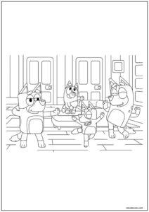 Desenho da família heeler dançando para imprimir