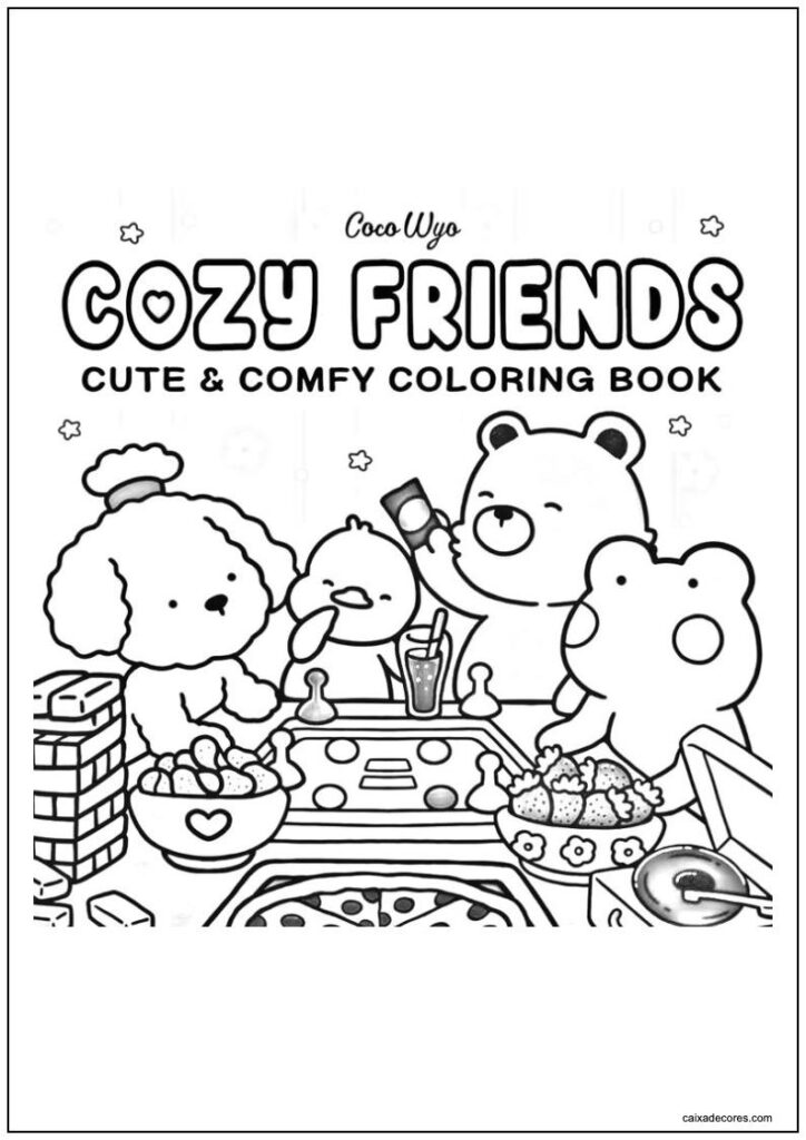 Desenho de cozy friends jogando para colorir - Kids Color
