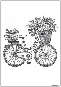 Desenho de bicicleta com flores para imprimir